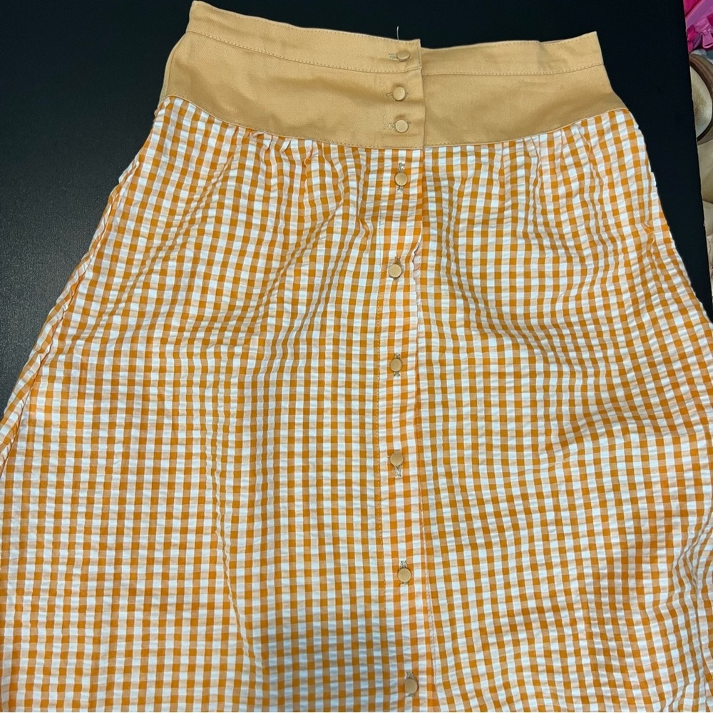 Free People x Pastiche Hardy Checkered Skirt in Orange Sz M